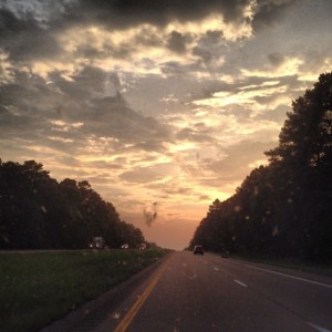 I-20 with a dirty windshield