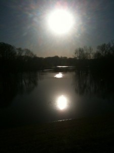 Sunrise on the swollen Pearl River. 