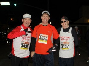 Chuck Galey, Jim Thorn and me about to run the Mississippi Blues Half Marathon. 