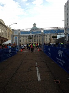 Coming up on the Finish Line. 13.1 miles in the can. 