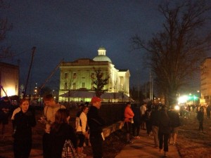 Getting ready to run in front of the Old Mississippi Capitol. 