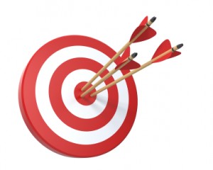 Target with three arrows isolated