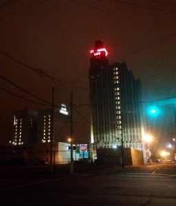 The King Edward and the Standard Life Building at 4:30 a.m.