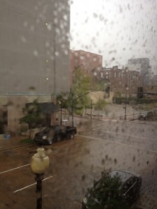 Pouring rain in downtown Jackson. 